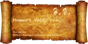 Hemmert Valéria névjegykártya